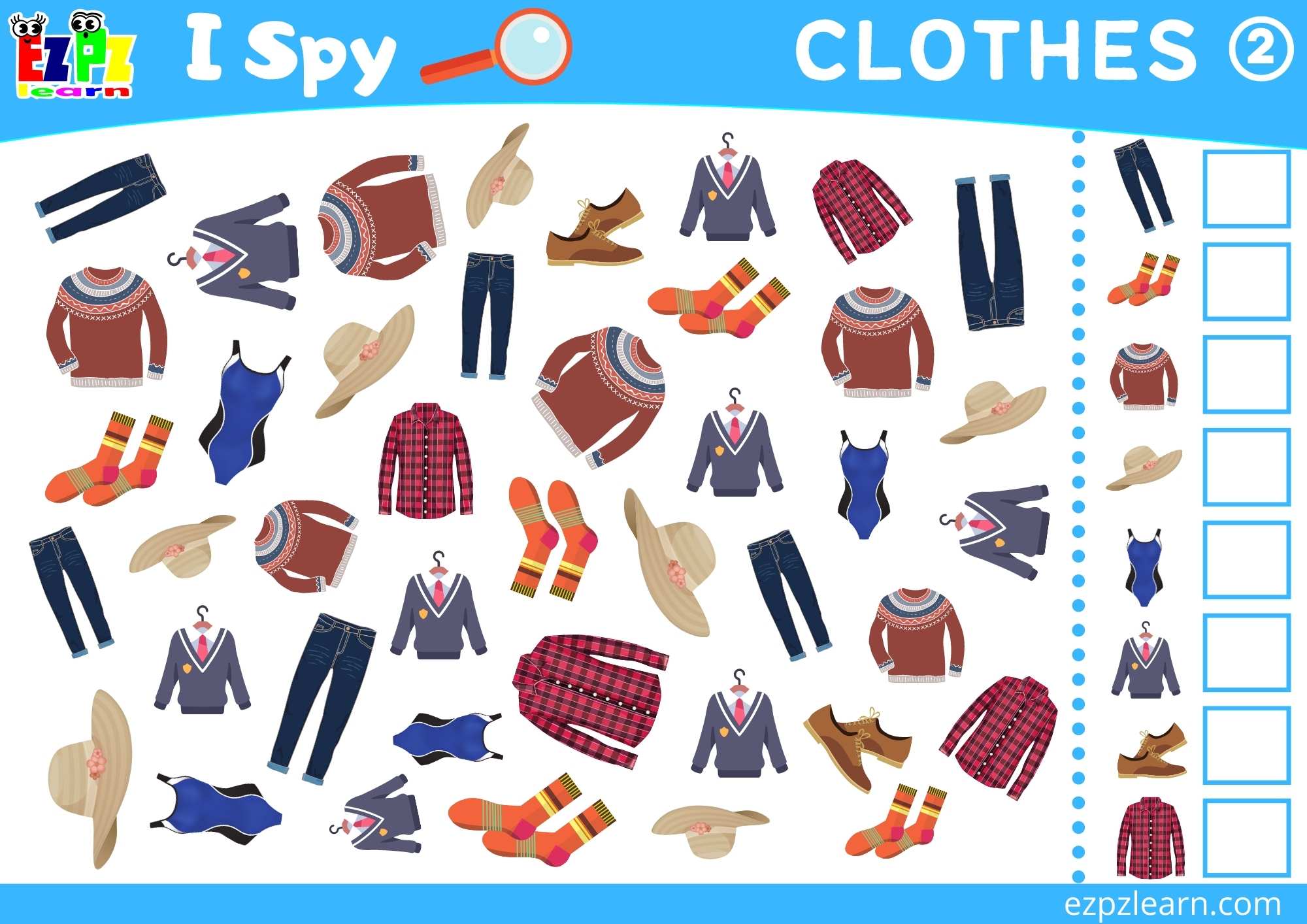 Clothes 2 Topic I Spy Game for kids Free PDF Download 